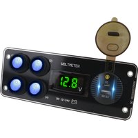 4 Gang Switch Panel QC3.0 Voltmeter Car charging Car Push Button For Car RV Truck ATV UTV Camper Caravan PD 12-24V