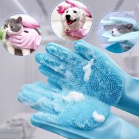 Silicone dishwashing gloves, high temperature resistant and anti-scalding pet bathing gloves, household rubber gloves