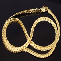Wholesale 925 Sterling Silver 20inch 50cm 18K Gold 6MM Full Sideways Chain Necklace For Women Man Fashion Wedding Party Jewelry