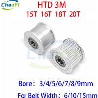 HTD 3M 15 16 18 20 Teeth Idler Pulley Bore 3/4/5/6/8/9mm For Belt Width 6-15mm Bearing Timing Pulley Tensioner Synchronous Wheel