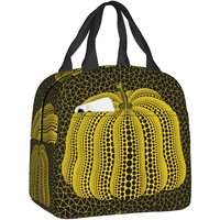 Custom Yayoi Kusama Pumkin Portable Lunch Boxes for Women Abstract Painting Cooler Thermal Food Insulated Lunch Bag Office Work