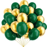 Metallic Gold and Dark Green Balloons for Birthday, Graduation, St. Patrick's Day, Baby Shower, Jungle Party Decorations