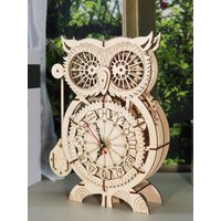 3D Wooden Puzzle Owl Clock Model Kits To Build Wooden Construction Handmade Craft Unique Christmas Gift