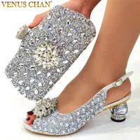 New Silver Color Nigerian Women's Shoes and Bags Party African Fashion Shoes and Bags Wedding Shoes and Bags