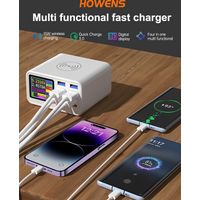 8-port USB Multi Functional Wireless Fast Charging Station Visual Current Detection Charger For Mobile Phone iPad Flash Charging