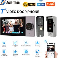 Wifi Wired Smart Home Video Door Intercom System 7" Color Screen Monitor AHD 1080P Doorbell Tuya App Remote Unlock