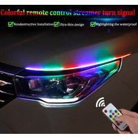 2Pcs RGB Fließende DRL LED Streifen Blinker Lampe APP Remote RGB Flexible LED Tagfahrlicht Für Auto Scheinwerfer wasserdicht