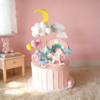Trojan Unicorn Cake Topper Pink Blue Vaulting Horse Unicorn Theme Party Cake Decor Baby Shower Boy Girl Birthday Party Supplies