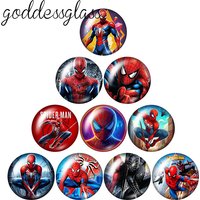 Spiderman PeterParker Movie Cartoon 10pcs 12mm/18mm/20mm/25mm Round photo glass cabochon flat back Making findings for necklace