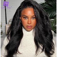 Kinky Yaki Wavy Wig 5x5 PU Silk Base Human Hair Wigs Brazilian Remy 13x6 HD Lace Front Wig Scalp Top Closure Wig Human Hair