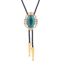 BRONZE GEM Bolo Tie Western Cowboy Opal Rodeo Leather Necktie