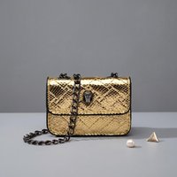 Mehrfarbige Glitzer-Pailletten V-Diamant Gesteppte Mini-Quadrattasche Damen Adlerkopf-Verschluss Gold Metallkette Crossbody Schulterhandtasche