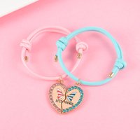 Winoneday 2Pcs/set Cute Butterfly Heart-shaped Best Friend Bracelet for Girls BFF Friendship Jewelry Gift