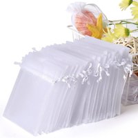 100pcs/pack White Organza Bags Jewelry Bag Drawstring Decorations Wedding Birthday Party Small Drawstring Gifts Packing Bag