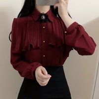 Korea Chic Tops Blusas Japan Stil Elegante Heiße Nette Adrette Mädchen Arbeit Taste Weiß Shirts Retro Flhjlwoc Mode Frauen Blusen