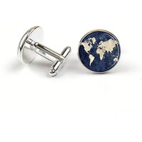 Vintage World Map Glass Cufflinks Silver Metal Cuff Links For Man Women Wedding Party Jewelry Accessories