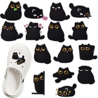 NEW Cartoon Shoe Charm Cute Black Cat Series PVC shoe Accessories DIY Detachable Waterproof PVC Shoe Decorations Giftsts