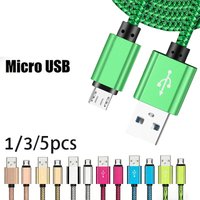 Micro USB Cable Data Sync 2A Fast Charging 1pcs 3pcs 5pcs Nylon Braided Charger Cable For Samsung Huawei HTC Android Phone