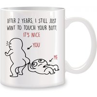2 Year Anniversary Mug for Boyfriend Girlfriend, 2nd Wedding Anniversary Coffee Mug for Husband Wife Ceramic Tea Cups White 11oz