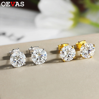 OEVAS – boucles d'oreilles à quatre griffes en Moissanite couleur D, 0.2CT-3CT, pour femmes, bijoux de mariage en argent Sterling 100% 925 de qualité supérieure