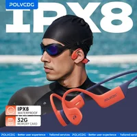 POLVCDG Bone Conduction Bluetooth Earphones 32GB Memory IPX8 Swimming Earphones Bluetooth 5.4 Silicone Material 2024 New X16