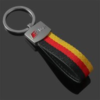 Car Metal Key Chain Fine Leather Emblem Key Ring For Audi Sline A3 A4 B5 B6 B8 A3 8P 8V 8L A5 A6 C6 C5 A1 A7 A8 Q2 Q3 TT Styling