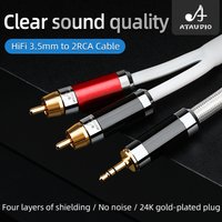 ATAUDIO HiFi 3.5 to 2RCA for Audio Home Theater High Quality 7N OCC Noise-free Stereo 3.5 to 2RCA Male Professional Audio Cable