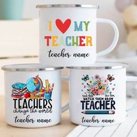 Personalized Teacher Appreciation Gifts Custom Name Enamel Mug Creative Coffee Water Cups Drink Milk Cup Teachers' Day Gift