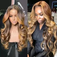 New Highlight human hair wig lace front wig, Brazilian wig, women's 65CM blonde hair, lace wig, honey body wave