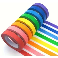 12pcs Colorful masking tape - Painter tape, rainbow colored rolls, children's art supplies, perfect for handicrafts, labels