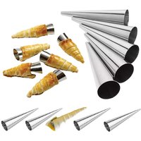 6/12/24pcs Conical Tubes Cream Molds Bread Moulds Stainless Steel Croissants Cone Horn Spiral Roll Pastry Cake Baking Tool ZXH