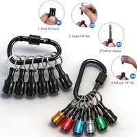 6Pcs Bit Holders 1/4 inch Hex Shank Screwdriver Bits Holder Lightweight Quick-change Extension Bar Keychain Drill Screw Adapter