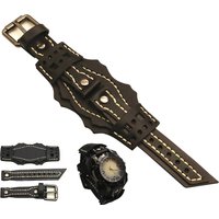 WESTBULL Vintage Wide Leather Watch Strap 20mm Brown Black White Men Punk Pin Buckle Homme Bracelet