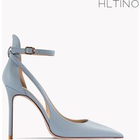 Women's Sandals Light Blue Ankle Stkap Hollow Sandals Luxury Gladiator Designer High Heels Fashion Genuine Leather Prom Shoes