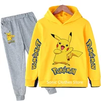 Spring Autumn 3-14Y Kids Pikachus Cartoon Hoodie Set Boys Clothes Girls Outfit