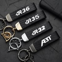 Car Keychain ABT R32 R35 R36 Logo Carbon Fiber Leather Zinc Alloy Emblem For Golf GTR Passat Q5 A5 RS TT Key Chain Accessories