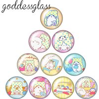 Cartoon Marumofubiyori blanket bear 10pcs 12mm/18mm/20mm photo glass cabochon flat back making findings for keychain Jewelry
