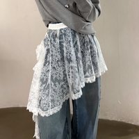 2026 Korean Lace Trim Skirt Curtain Y2K Half Skirt Butt Curtain Skirt Women Streetwear Irregular Small Apron Trim Button Skirts