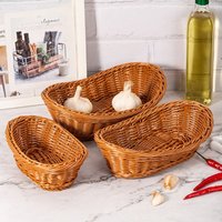 Gift Imitate Rattan Kitchen Storage Basket Oval Home Decoration Bread Tray Brown Sundries Organizer Organization Box