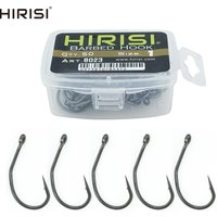 Hirisi 50pcs PTFE Coating High Carbon Stainless Steel Barbed Hooks Fish Hook Fishing Accessories 8023