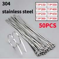 7.9mm Heavy Duty 304 Stainless Steel Zip Ties, Self-Locking Metal Straps for Industrial Machinery & Electrical Installations