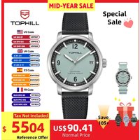 TOPHILL 42mm Retro Simple Style Epson VX62E Men Quartz Watch Sapphire Crystal C3 Luminous 3H Date Window 5Bar TD009G