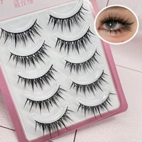 5 Pairs Pack Japanese Cosplay False Eyelashes Dramatic Faux Mink Wet Spiky Lashes Thick Strip Lashes for Women