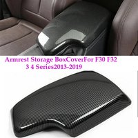 For F30 F32 3 4Series 2013-2019 ABS Carbon Fiber Pattern Black Color Center Bmw Console Armrest Storage Box Protection CoverTrim