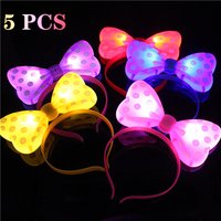5/1pcs LED Light-up Bow Headband Multicolor Luminous Mouse Bow-knot Princess Crown Headdress Hair Hoop Band Wedding Party Decor