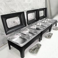 lack BStainless Steel 9L Chaffing Dish Buffet Food Warmer for Catering & Chef Serving Dishes