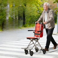 Lightweight Foldable Wheelchair for Elderly, Portable Aluminum Mobility Aid with Handbrake,Compact Travel Transport Chair