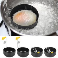 4 Pack Stainless Steel Egg Poacher, Folding Egg Poacher Pan, Non-Stick Hang Ear Egg Boiler Egg Rings for Perfect Poached Eggs