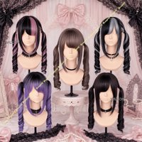 Japanese Lolita Jirai Kei Roman Curls Wig Double Ponytail Full Head Wig Gothic Sweet Loli Natural Hair Wig for Women