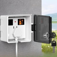 1Pc Waterproof Outdoor Socket Box With Lock, 86 Type EV Charging Station Cover Anti-Theft PC Wall Plate For Garden Patio